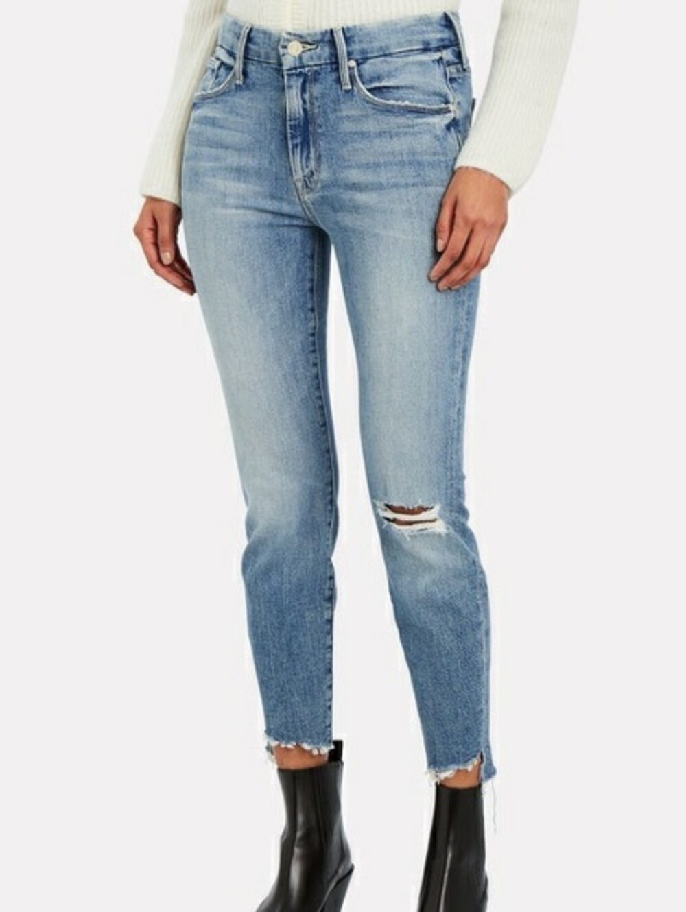 Mother The Looker Ankle Step Fray Jeans In Exposed Secret Sister - Picture 2 of 11